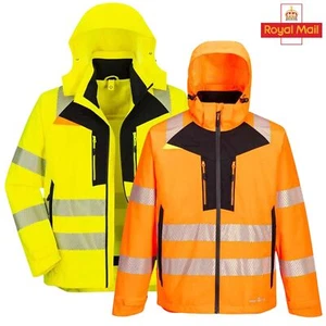PORTWEST DX4 Hi-Vis 4-in-1 Jacke Klasse 3 wasserdicht atmungsaktiv Kapuze Mantel DX466 - Bild 1 von 11