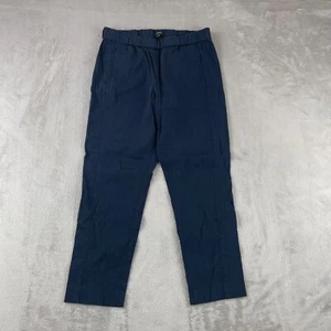 Pantalone Theory Thorene donna piccolo blu navy misto lino elastico in vita affusolato - Foto 1 di 12