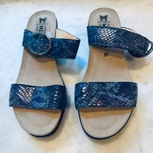 Mephisto Nadia Wedge Sandals Snakeskin Leather Comfort Slides Size 37 - Picture 1 of 7