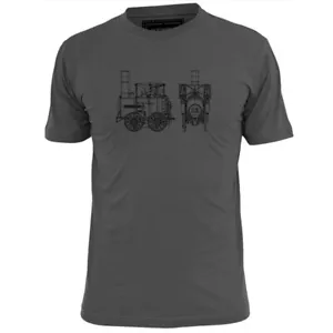 Mens Stourbridge Lion Steam Locomotive Train Blueprint T Shirt - Picture 1 of 2