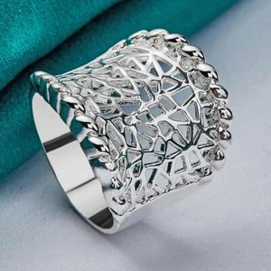 Anillo para mujer Urmylady plata esterlina 925 cóncavo hueco 7-10 # boda fiesta - Imagen 1 de 17