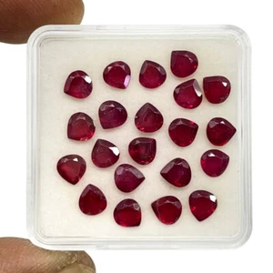 21 Pcs Natural Ruby 5x5mm Pear Cut Rich Red Loose Gemstones Wholesale Lot - Picture 1 of 12