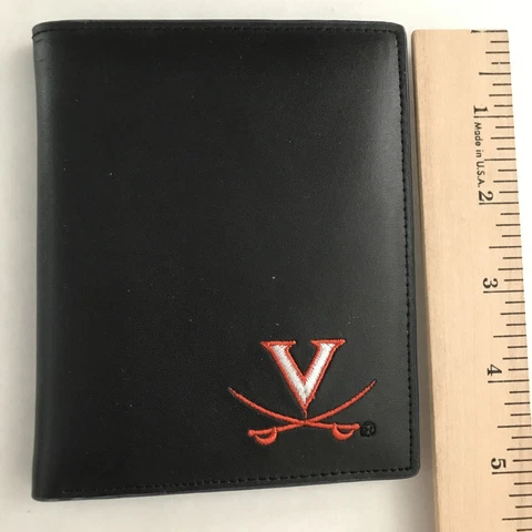 Wallet Bilfold Black University of Virginia Cavaliers  4”x 5” GENUINE LEATHER Cover