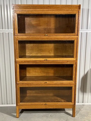 Antique Early 20thC SHAW-WALKER Barrister Solid Oak 4 Piece Stacking Bookcase Cover