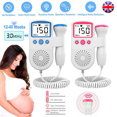 Fetal Doppler Detector Heart Beat Rate Probe Prenatal Ultrasonic Baby Monitor UK • 15.48£