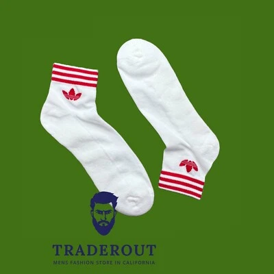 adidas mens white with Red stripe logo low ankle socks size L (8-11) - Image 1 of 3
