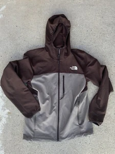 Men's The North Face Nylon Full Zip Jacket Brown Gray Hooded Windwall Sz S - Picture 1 of 6
