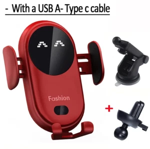 Support de Téléphone de Voiture Qi Chargeur Sans Fil Capteur Infrarouge Rouge - Photo 1 sur 8