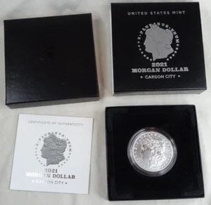 2021 -CC Morgan Silver Dollar Carson City US Mint $1 OGP Box COA .999 - Picture 1 of 5