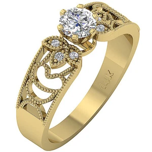 Solitaire Anniversary Ring I1 G 0.50 Ct Round Diamond Prong Set 14K Yellow Gold - Picture 1 of 8