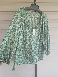 Max Studio TOP grün Blumenmuster dehnbar 3/4-Ärmel-Bluse Übergröße 1X neu mit Etikett 78 $ - Bild 1 von 9