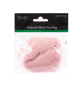 TRIMITS Natural 100% Wool Roving For Needle Felting 10g - POWDER PINK - Picture 1 of 1