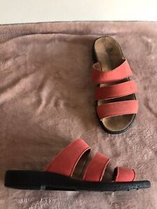 Berkemann Red Leather Slip On Mule Sandals Size 3.5 Hardly Worn Ex/Condition!