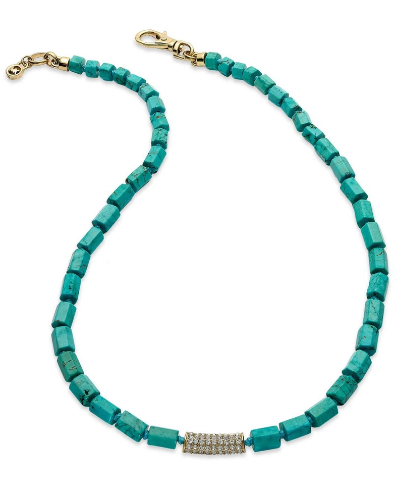 NUEVO Collar Michael Kors 'Seaside Luxe' Turquesa Cuentas Tono Dorado Foto 1 de 4