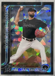 2025 Topps Chrome Sapphire Sandy Alcantara Refractor Black /10 Miami Marlins - Bild 1 von 2