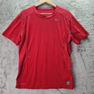 Nike Pro Combat Dri-Fit Compression Shirt Rossa Uomo Taglia L Fit Training Top - Foto 1 di 15
