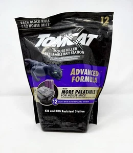 Tomcat Advanced Formula Mouse Killer (1) Bait Station (12) Refills Pet Kid Safe - Picture 1 of 6