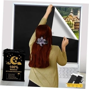 Portable Blackout Curtains (118" x 57") 100% 57"W x 118"H Black & Silver - Picture 1 of 7