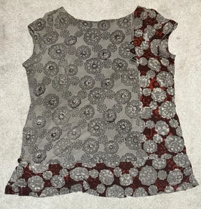 Fabindia Maroon Gray Tunic Peasant Boho Blouse Blue Size XL Used - Picture 1 of 4