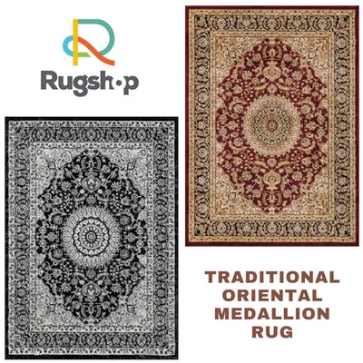 Rugshop Black Rug Traditional Oriental Medallion Rug Kitchen Rug Dining Room Rug - Image 1 of 3