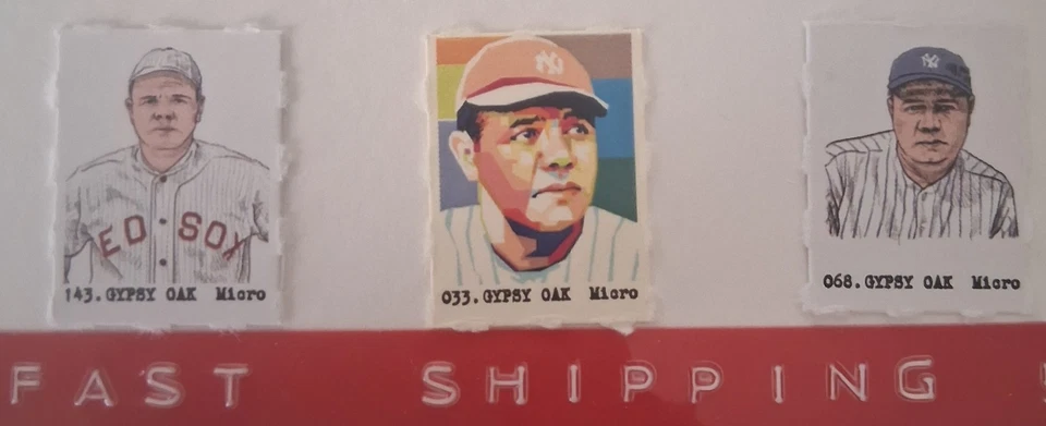 (3) Tarjetas de béisbol BABE RUTH Boston y Nueva York raras de roble gitano máquina de micro gumball Foto 1 de 1