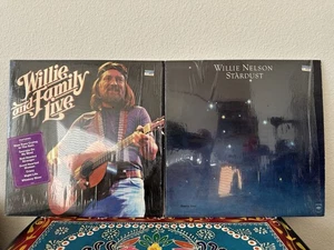 WILLIE NELSON And Family Live & Stardust LP Lot SHRINK HYPE STICKER VG+ Country - Picture 1 of 5