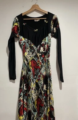 Rare Jean Paul Gaultier Emo Comic Strip Long Sleeve Dress Black Size M  - Image 1 of 4