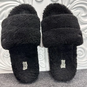 Ugg Fluff slides black Size Womens 6 - Picture 1 of 10