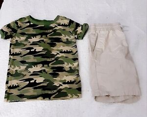 Camo Short-Sleeve Shirt & Tan Shorts | Size 5T Boys | Old Navy
