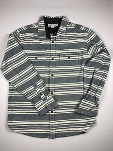 Vecchia camicia di flanella a righe blu navy con bottoni manica lunga taglia XL 100% cotone - Foto 1 di 8