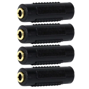 4x Stereo 3.5mm 1/8" Female to Female Aux Audio Coupler Adapter Connector Gold - Picture 1 of 2