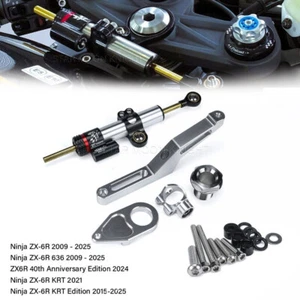 Steering Damper Kit For Kawasaki Ninja ZX-6R ZX 636R ZX-6R KRT Shock Bracket - Picture 1 of 7