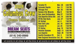 RARE VERSION 2009 Columbus Crew Clippers MLS Soccer Schedule !!! Dream Seats - Picture 1 of 2