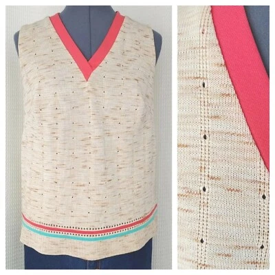 Top sin mangas vintage tostado y coral 36" busto talla SM? Foto 1 de 4