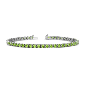 Peridot 3-Prong Womens Tennis Bracelet 4.12 ctw 14K Gold JP:124127 - Picture 1 of 4