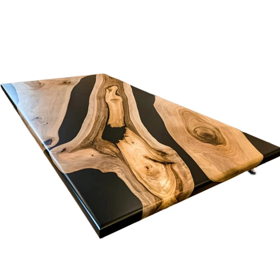 Black Epoxy Table, dining, walnut Wooden Epoxy Resin Dining Table, Coffee Table - Image 1 of 4