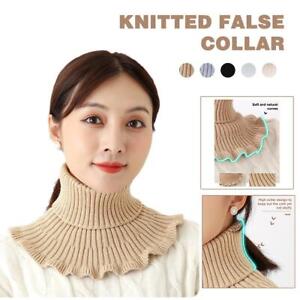 Women Turtleneck Knitted False Collar Ruffles DetachableWindproof Wraps Scarf AU
