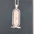 RARE Vintage Egyptian Cartouche Pendant Sterling Silver Hallmark and Signs