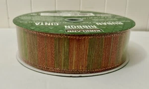 Kirkland 50 Yards Wire-Edged Ribbon 1.5" No Seams, Fall, Spring, Orange Green.. - Picture 1 of 5