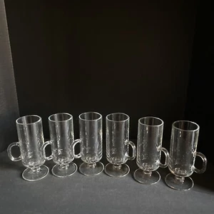 Libbey Pedestal Glasses Tall 6 1/4 Slender With Handles Clear Set Of 6 Irish - Picture 1 of 3
