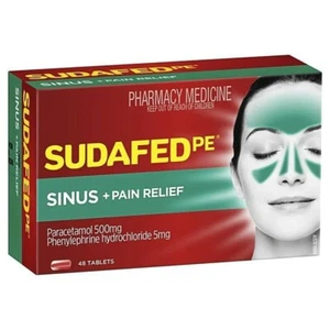 Sudafed PE Sinus + Pain Relief 48 Tablets Headaches Blocked Runny Nose - Picture 1 of 1