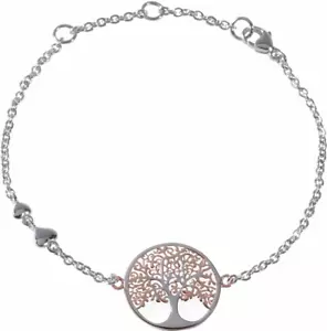 Tree of Life Bracelet AB11009 Siber with Rose Rose Gold Plated Bracelet Angelsvoice - Picture 1 of 2