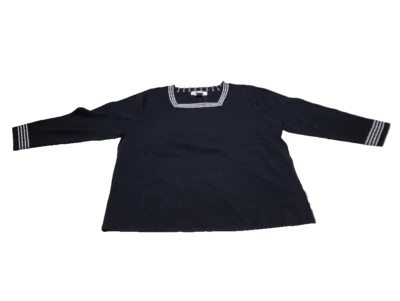 Vestido Granero Mujer Talla 18/20 Mujer Top Negro Blanco Rayas Clásico Manga 3/4 Foto 1 de 4