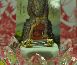 Silver Leklai Watcharatad Talisman by LP Somporn Thai Buddha Amulet Pendant case