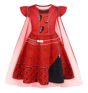 Girl Red Descendants Costume for kid Rise Red Princess Costume Short Sleeves ... - Picture 1 of 7
