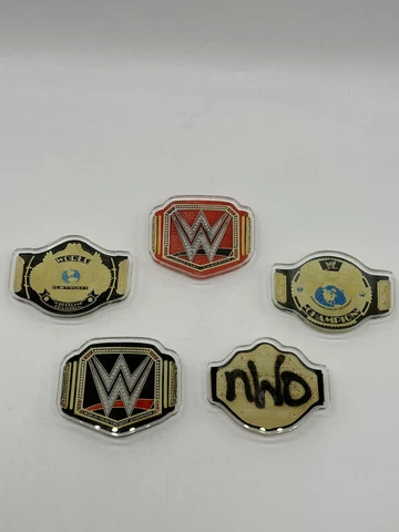 5x WWE WWF Championship Belt Magnets NWO Attitude Era Raw Universal Heavyweight Cover