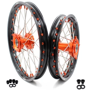 KKE 17/14 CNC Kid's Big Wheels Rims Fit KTM SX85 2021-2024 TC85 MC85 Orange Hubs - Picture 1 of 15