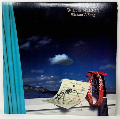WILLIE NELSON Signed Autographed "Without A Song" Album LP w/ Vinyl Beckett BAS Cover