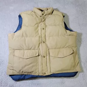 Vintage Woolrich Down Vest Mens XL Beige Distressed Puffer Made In USA Cowboy - Picture 1 of 13