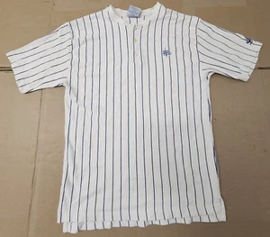 T-shirt vintage anni 90 logo Athletic Seattle Mariners Henley uomo XL avorio a righe - Foto 1 di 21